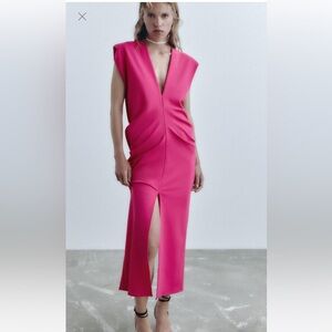 Zara dress, long, hot pink, never worn, new with tags size medium.